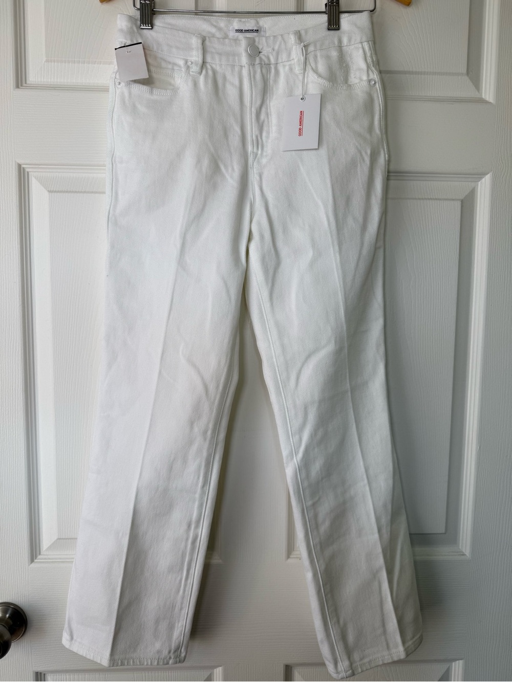 Good American White Straight-Leg Jeans